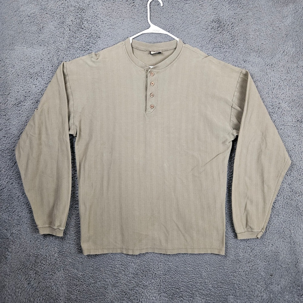 Levis SilverTab Elements Mens Large‎ Green Textured Henley Long Sleeve Shirt 90s